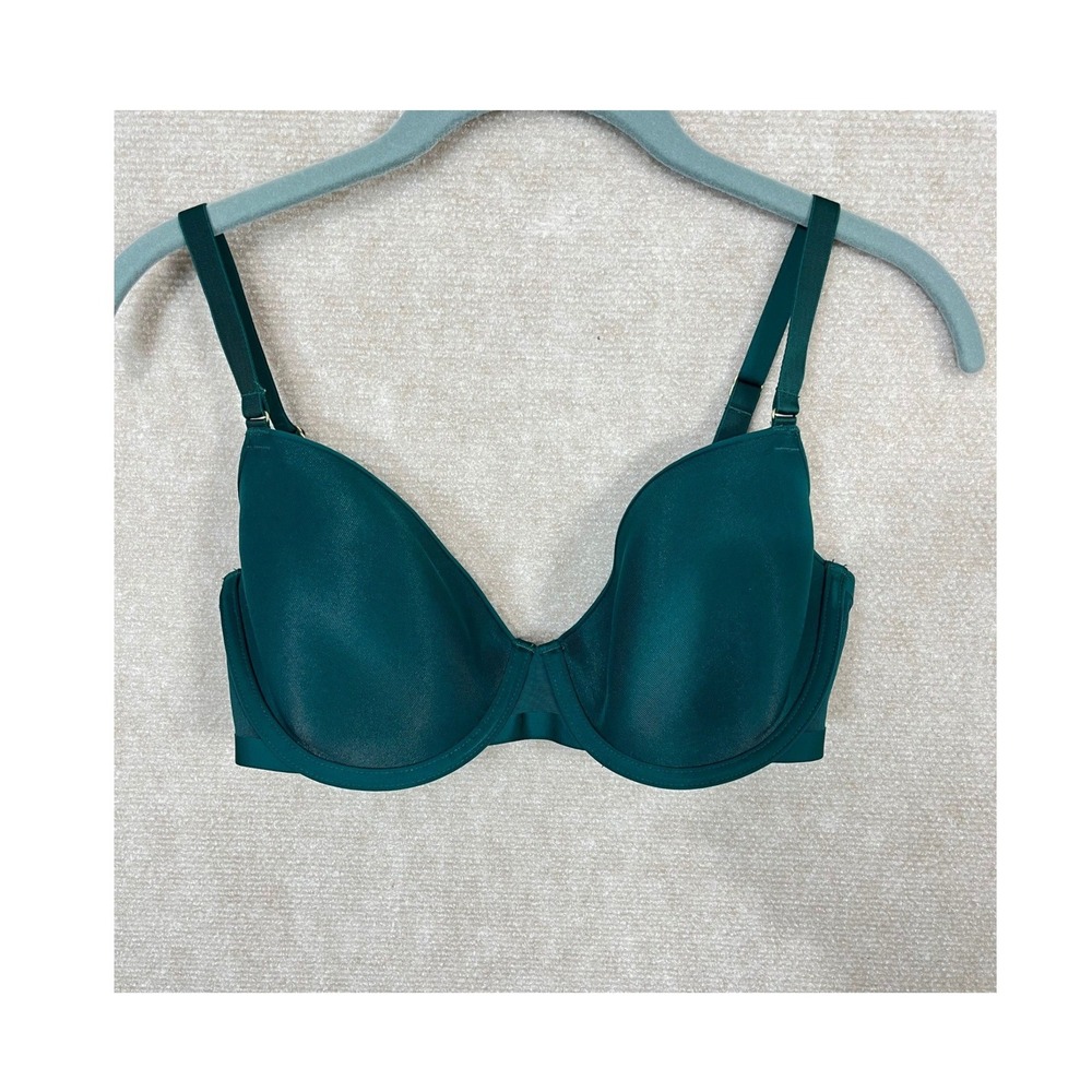 CUUP The Demi Bra Womens 32E Emerald Green Mesh Underwire Unlined Lingerie